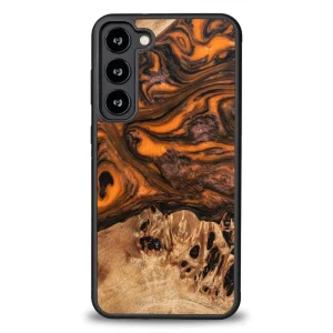 Wood and resin case for Samsung Galaxy S23 Plus Bewood Unique Orange – orange and black