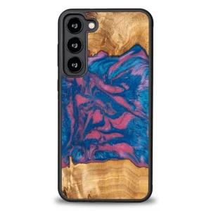 Wood and resin case for Samsung Galaxy S23 Plus Bewood Unique Vegas – pink and blue