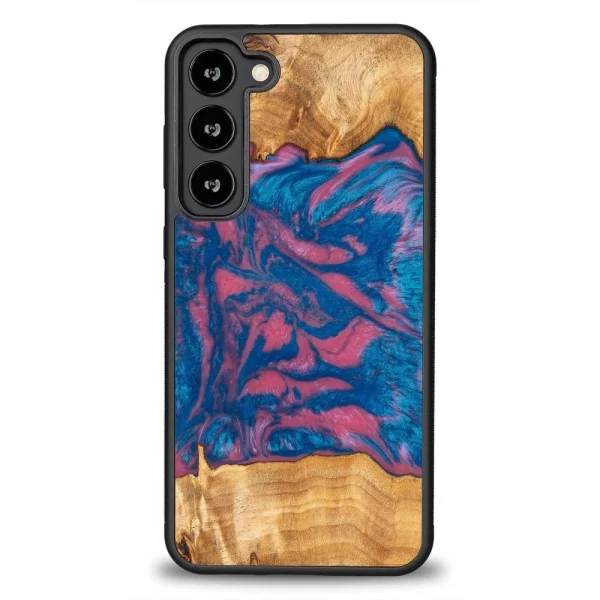 Wood and resin case for Samsung Galaxy S23 Plus Bewood Unique Vegas – pink and blue