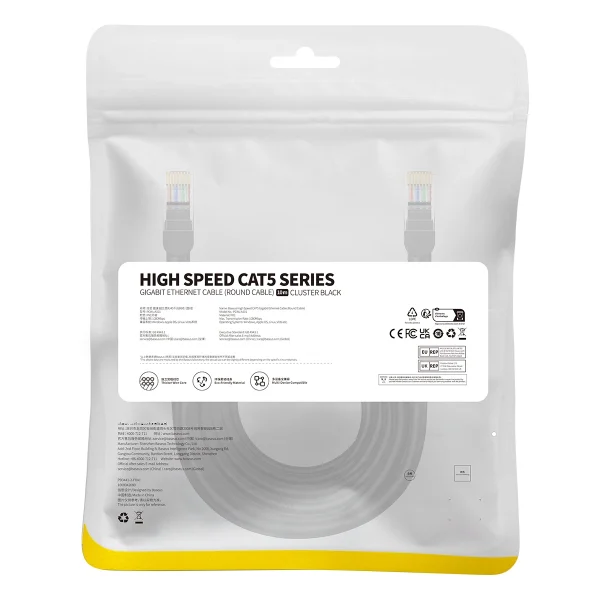 Baseus High Speed ​​Cat 5 RJ-45 1000Mb/s Ethernet cable 10m round - black