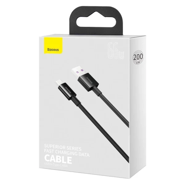 Baseus Superior USB Cable - USB Type C 66 W (11 V / 6 A) Huawei SuperCharge SCP 2 m black (CATYS-A01)