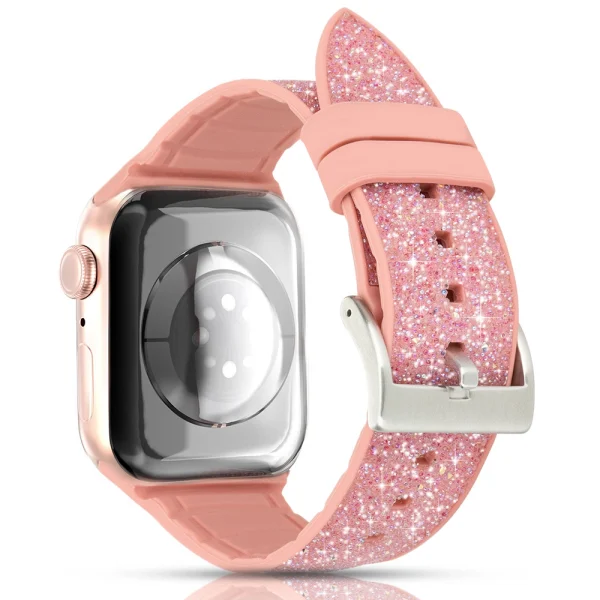 Kingxbar Crystal Fabric Band Strap Watch Bracelet 6 / SE / 5/4/3/2 (40mm / 38mm) Silicone Strap Crystal Band Pink