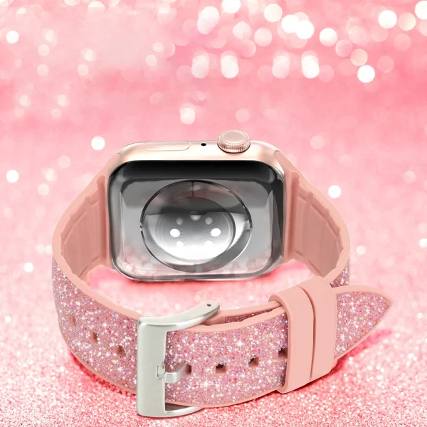 Kingxbar Crystal Fabric Band Strap Watch Bracelet 6 / SE / 5/4/3/2 (40mm / 38mm) Silicone Strap Crystal Band Pink