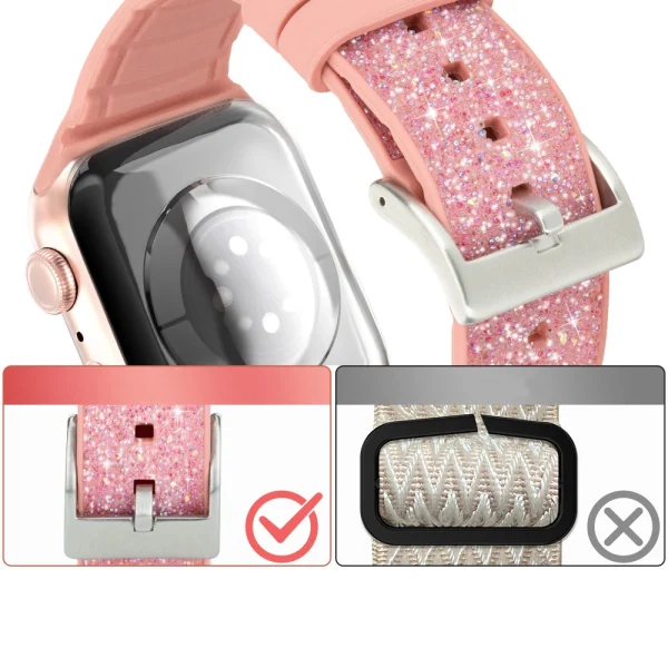 Kingxbar Crystal Fabric Band Strap Watch Bracelet 6 / SE / 5/4/3/2 (40mm / 38mm) Silicone Strap Crystal Band Pink