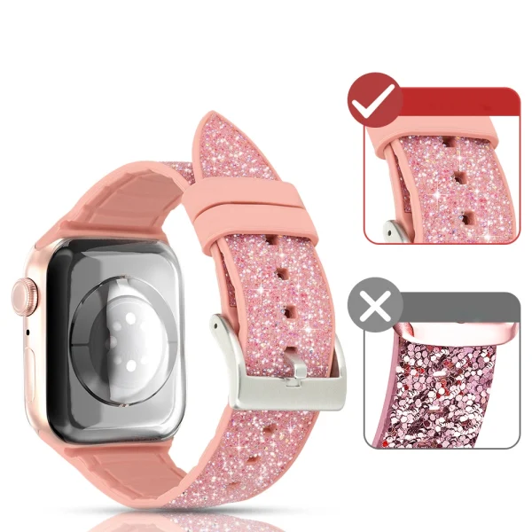 Kingxbar Crystal Fabric Band Strap Watch Bracelet 6 / SE / 5/4/3/2 (40mm / 38mm) Silicone Strap Crystal Band Pink