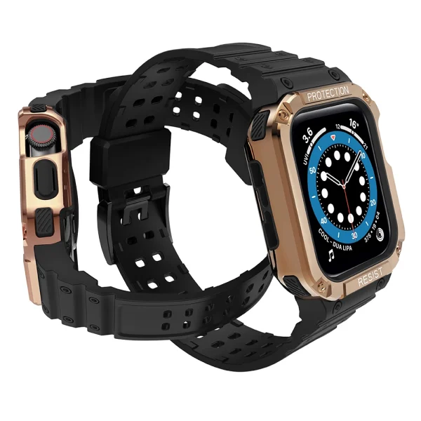 Protect Strap Band Band with Case for Apple Watch 7 / SE (41/40 / 38mm) Case Armored Watch Cover Black