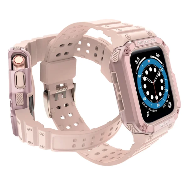 Protect Strap Band Band with Case for Apple Watch 7 / SE (41/40 / 38mm) Case Armored Watch Cover Pink