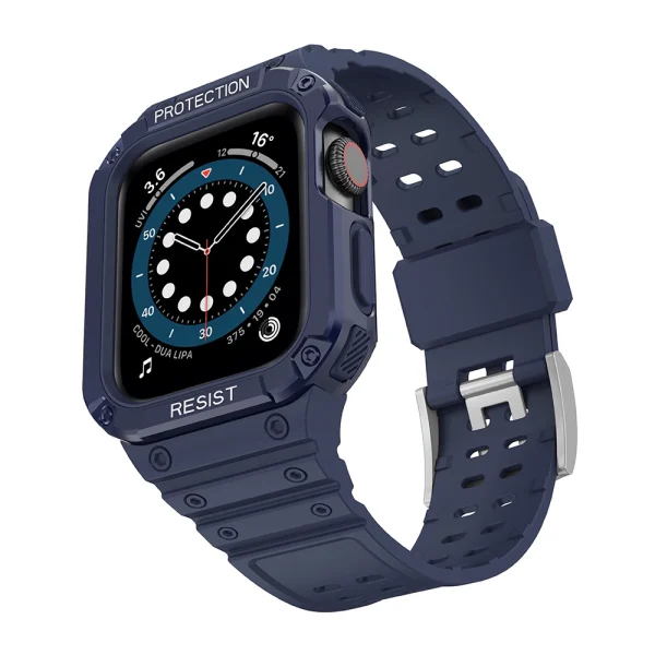 Protect Strap Band Band with Case for Apple Watch 7 / SE (41/40 / 38mm) Case Armored Watch Cover Blue