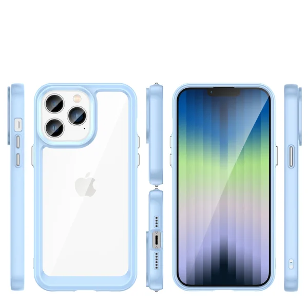 Outer Space Case iPhone 14 Pro Max hard case with a gel frame blue