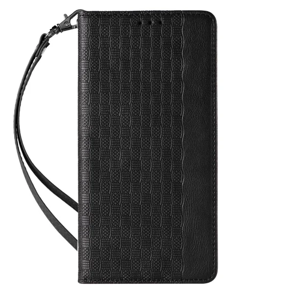 Magnet Strap Case for iPhone 14 Flip Wallet Mini Lanyard Stand Black