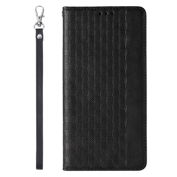 Magnet Strap Case for iPhone 14 Flip Wallet Mini Lanyard Stand Black