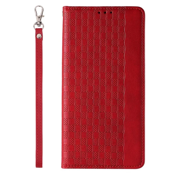 Magnet Strap Case for iPhone 14 Flip Wallet Mini Lanyard Stand red