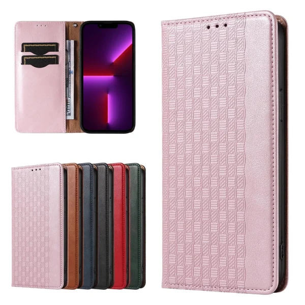 Magnet Strap Case iPhone 14 Case Flip Wallet Mini Lanyard Stand Pink