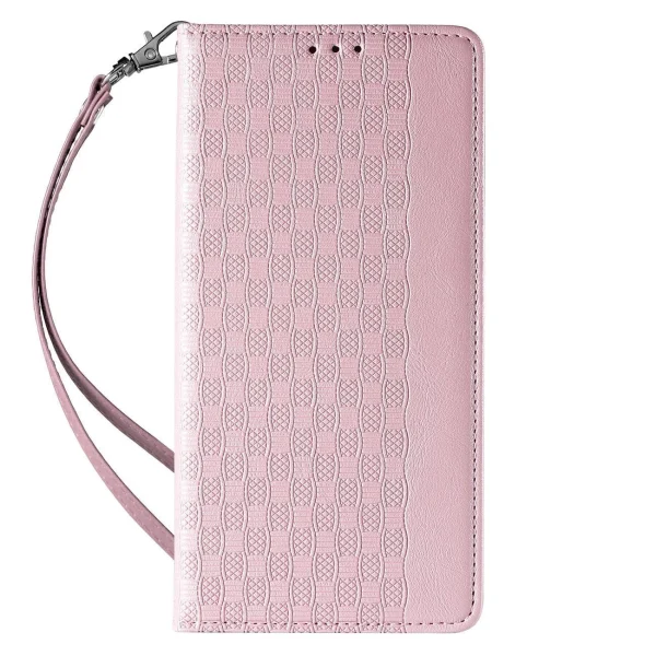 Magnet Strap Case iPhone 14 Case Flip Wallet Mini Lanyard Stand Pink