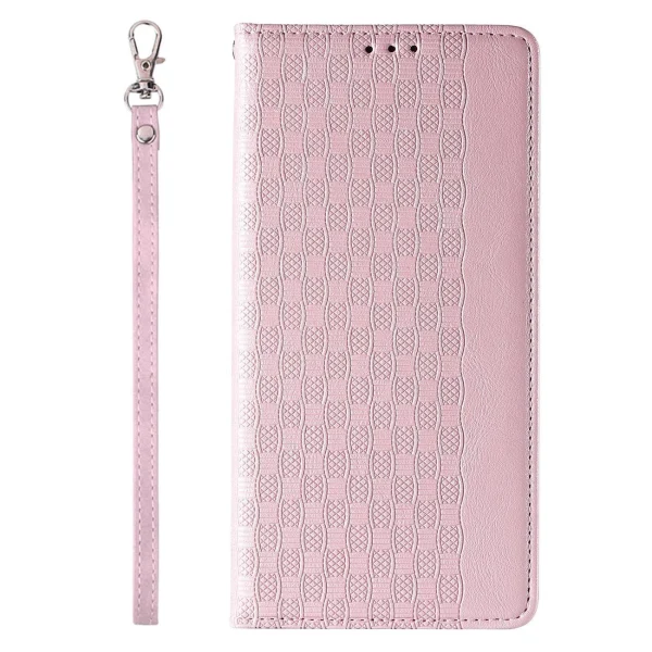 Magnet Strap Case iPhone 14 Case Flip Wallet Mini Lanyard Stand Pink