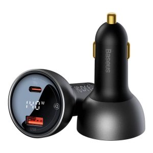 BASEUS car charger Digital Display Dual USB + Type-C 140W