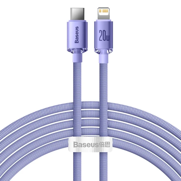 Baseus Crystal Shine Series cable USB cable for fast charging and data transfer USB Type C – Lightning 20W 2m purple