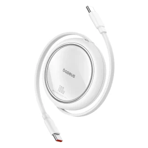 Baseus Free2Draw Mini USB-C – USB-C 100W 1m retractable cable – white