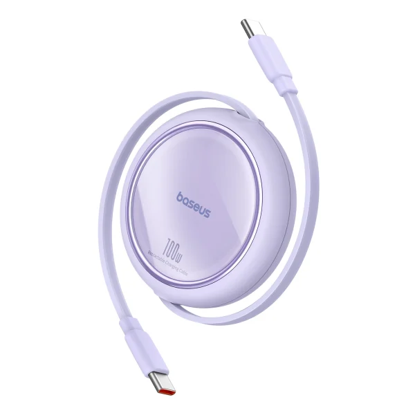 Baseus Free2Draw Mini USB-C – USB-C retractable cable 100W 1m – purple