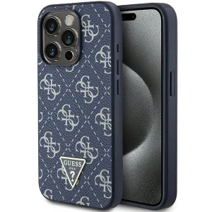 Guess 4G Triangle Metal Logo case for iPhone 15 Pro – blue