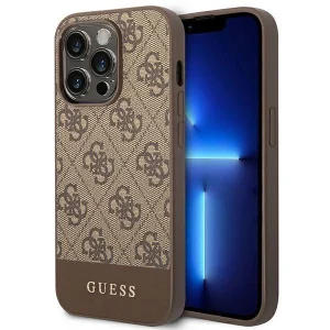 Guess iPhone 14 Pro 6,1″ brązowy/brown hard case 4G Stripe Collection