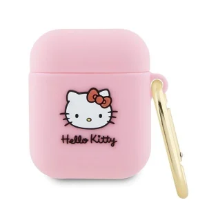 Hello Kitty Silicone 3D Kitty Head case for AirPods 1/2 – pink