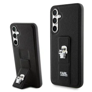 Karl Lagerfeld Gripstand Saffiano Karl&Choupette Pins case for Samsung Galaxy S23 FE – black