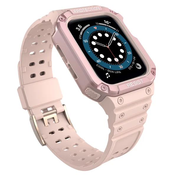 Protect Strap Band Band with Case for Apple Watch 7 / SE  Case Armored Watch Cover Pink