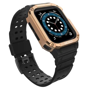 Protect Strap Band Case Wristband for Apple Watch 7 / 6 / 5 / 4 / 3 / 2 / SE  Case Armor Watch Cover Black / Rose Gold