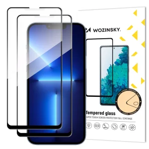 Set of 2x super-strong Full Glue full screen tempered glass with Case Friendly frame iPhone 14 Max / 13 Pro Max black