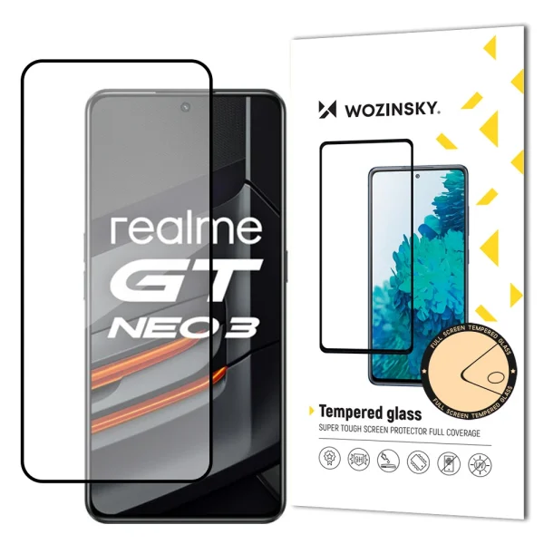 Super Tough Full Glue Tempered Glass Full Screen With Frame Case Friendly Realme GT Neo 3 Black