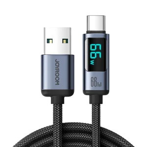 USB C – USB A cable 66W 1.2m with LED display Joyroom S-AC066A16 – black