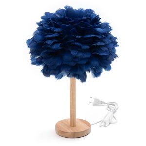 Table lamp bedside feather Art Deco blue CBDPH