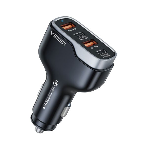 VEGER car charger 2xUSB + 2xType C PD 66W CC53-2A2C black