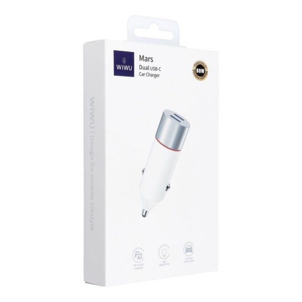 WiWU – Car Charger Mars Series Wi-QC023 60W PD+QC 2xUSB C – white