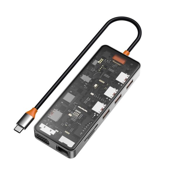 WiWU – HUB 11w1 CB011 Type-C do USB3.0x3+USB2.0x1+SD/TF+HDMIx1+RJ45+VGA+PD+Audio