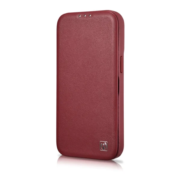 ICarer CE Premium Leather Folio Case iPhone 14 Pro Magnetic Flip Leather Folio Case MagSafe Red (WMI14220714-RD)