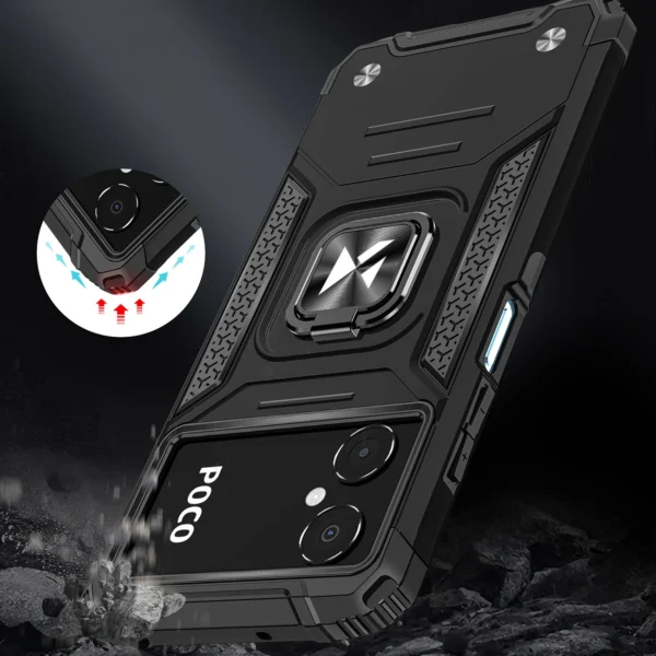 Ring Armor case for Samsung Galaxy A03 armored cover magnetic holder ring black