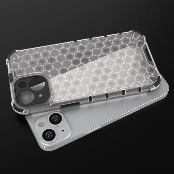 Honeycomb case for iPhone 14 armored hybrid cover transparent