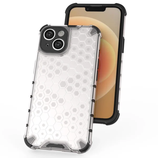 Honeycomb case for iPhone 14 Plus armored hybrid cover transparent