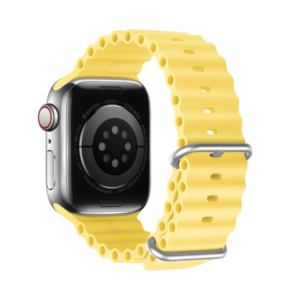 Dux Ducis Strap Watch Strap 9 / 8 / 7 / 6 / 5 / 4 / 3 / 2 / SE (45 / 44 / 42mm) Silicone Band Bracelet Yellow (OceanWave Version)