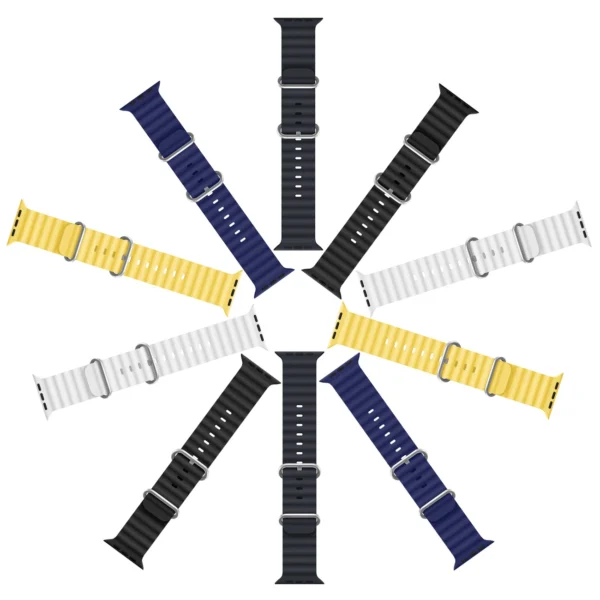 Dux Ducis Strap Watch Strap 9 / 8 / 7 / 6 / 5 / 4 / 3 / 2 / SE (45 / 44 / 42mm) Silicone Band Bracelet Yellow (OceanWave Version)