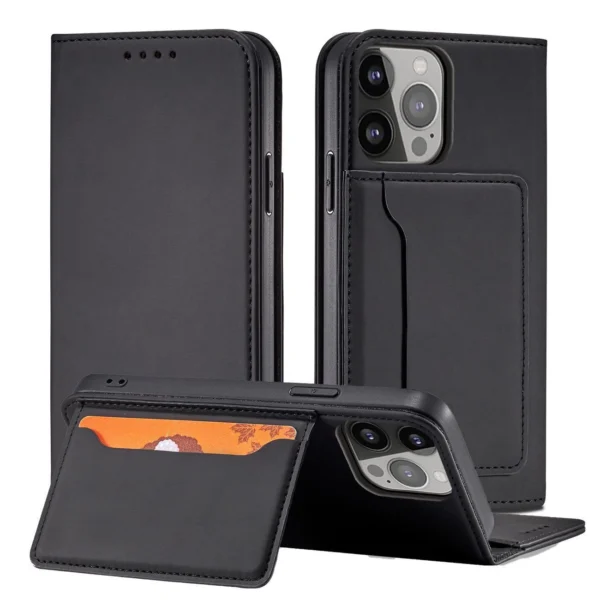 Magnet Card Case for Samsung Galaxy S23 flip cover wallet stand black