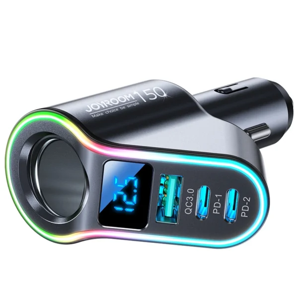 Joyroom fast car charger 4in1 USB-A QC3.0 / 2xUSB-C PD 150W black (JR-CL21)