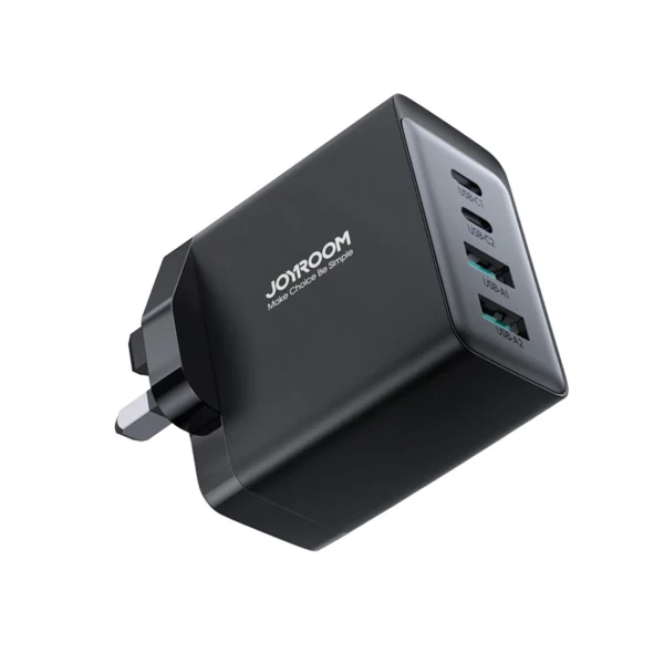 Joyroom TCG02 PD USB-C USB-A 67W GaN wall charger (UK) + USB-C cable - black