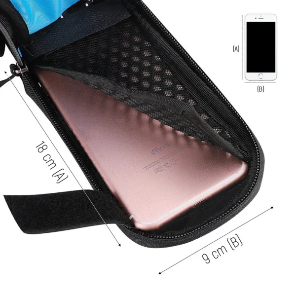 Frame bike bag + detachable phone cover up to 6.5 "1.5l black (WBB7BK)