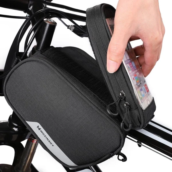 Frame bike bag + detachable phone cover up to 6.5 "1.5l black (WBB7BK)