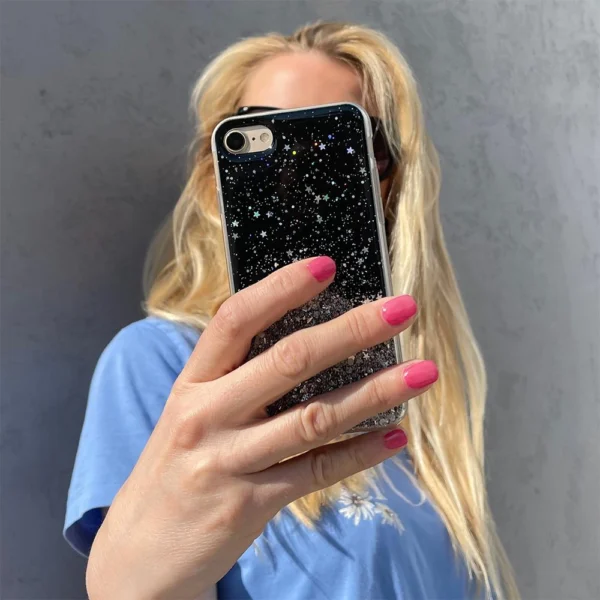 Star Glitter Shining Cover for iPhone 12 mini black