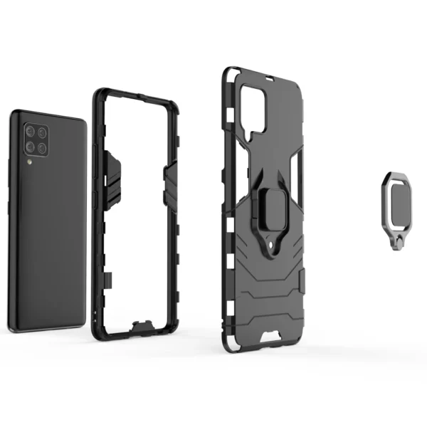 Ring Armor Case Kickstand Tough Rugged Cover for Samsung Galaxy A42 5G black