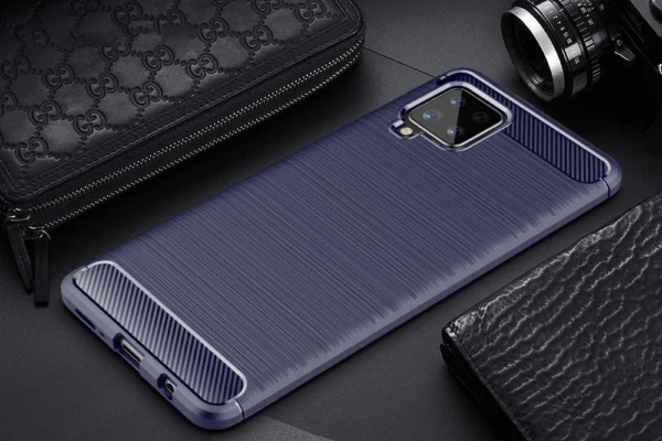 Carbon Case Flexible Cover TPU Case for Samsung Galaxy A42 5G blue